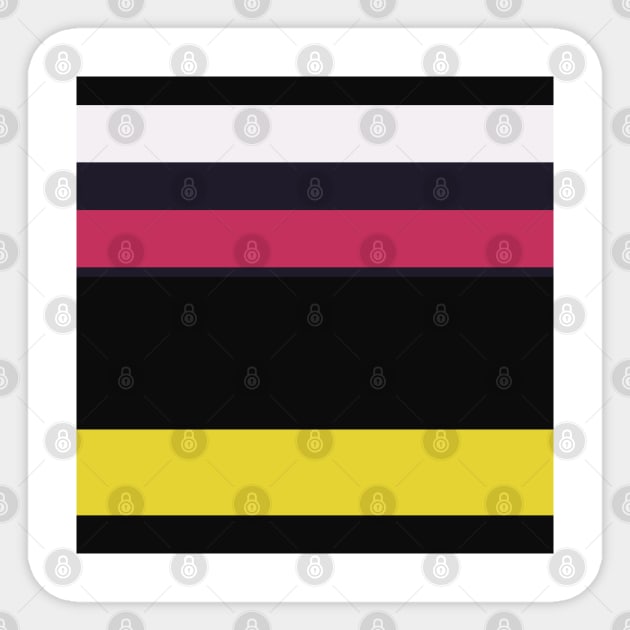 A solid merge of Very Light Pink, Raisin Black, Smoky Black, Dingy Dungeon and Piss Yellow stripes. Sticker by Sociable Stripes